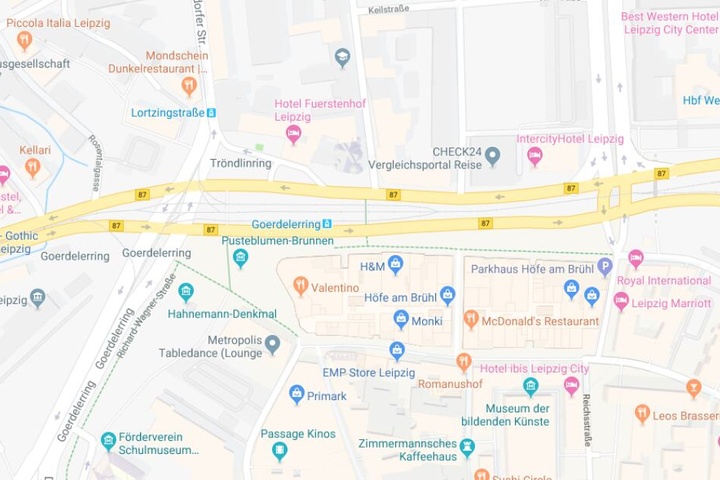 Der Unfall ereignete sich auf dem Tröndlinring im Leipziger Zentrum.