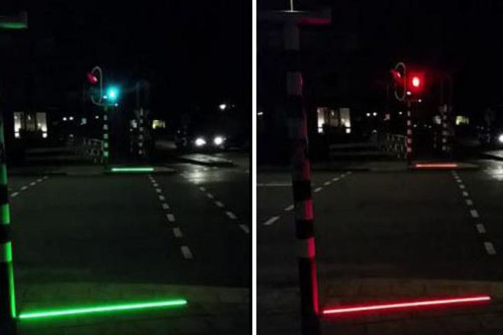 Die Bodenampel im Einsatz.