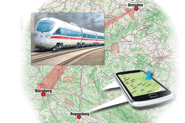 Von Nürnberg
über Regensburg
nach Tschechien? Auf
dieser Route vermutet
die Polizei den Rentner.