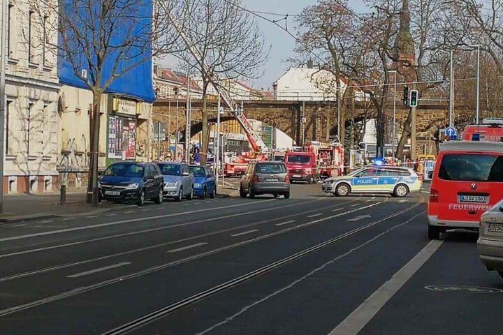 Die Wurzner Straße ist für den Verkehr gesperrt.