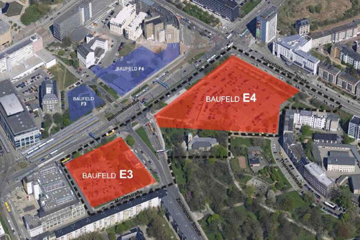 Baufelder E 3 (Tietzparkplatz) und E 4 (Neue Johannisvorstadt).
