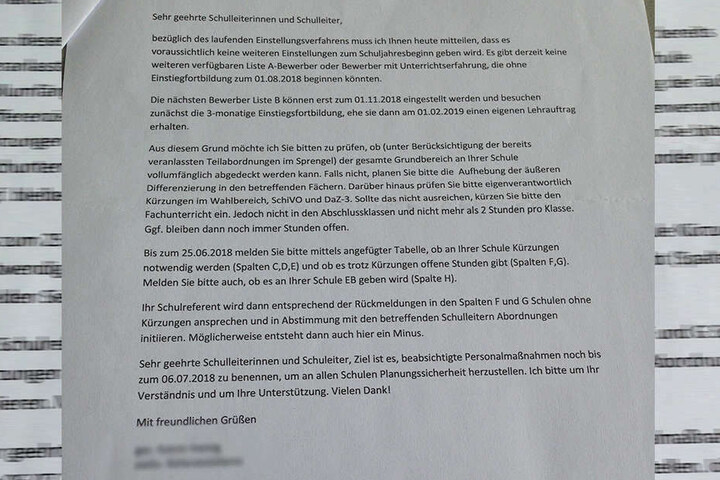 Ein versehentlich verschickter Brandbrief vom Landesamt für Schule und Bildung forderte die Oberschulleiter auf, sich auf Kürzungen des Unterrichts einzustellen.