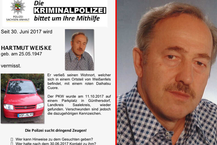 Mit diesem Fahndungsplakat wird nach Hartmut Weiske gesucht.