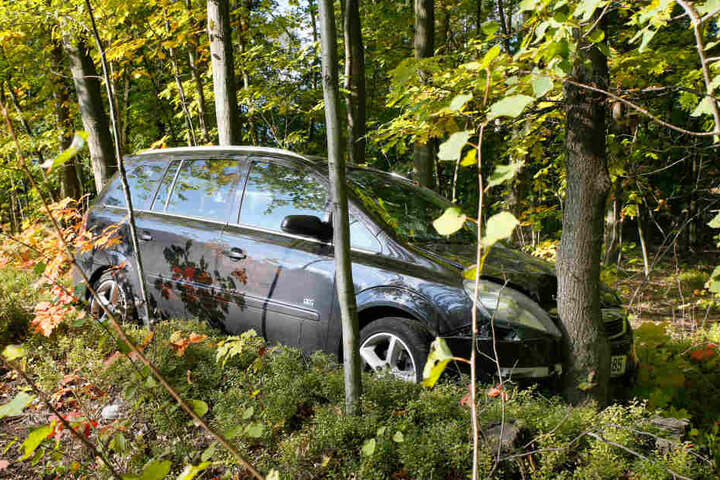 Das Auto knallte gegen einen Baum.