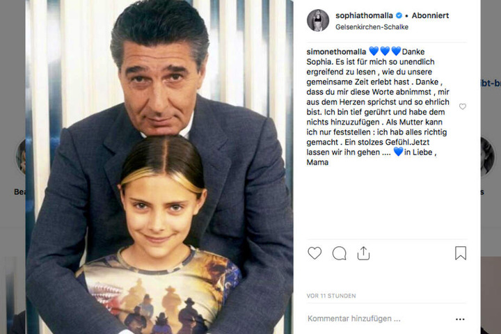 Mit diesem Foto trauert Sophia Thomalla auf Instagram. Auch Mama Simone hinterlässt rührende Worte.