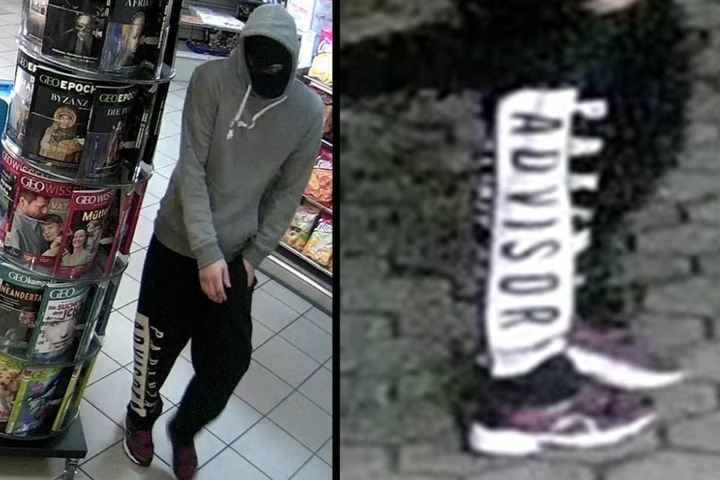 Sein Adjutant trug einen grauen Pullover sowie eine Jogging-Hose mit einem schwarz-weißen Schriftzug.