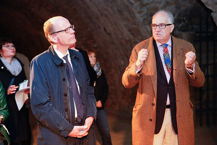 Wollen mit der "Festung Xperience" neue Standards in der Museumskultur setzen: Finanzminister Matthias Haß (52, l.), Schlösserchef Christian Striefler (57).
