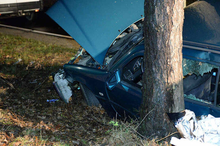 Das Auto krachte mit der Fahrerseite gegen den Baum an der Paderborner Straße.