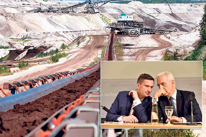 Um die Lausitz nicht zu „überfordern“:
Sachsens Regierungs-Chefs
Stanislaw Tillich (58, CDU, r.) und
seine Vize Martin Dulig (43, SPD)
halten nichts von schnellem Kohleausstieg.