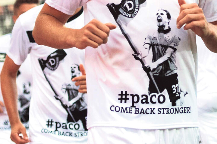 „Come back stronger!“ Die Dynamo- Spieler trugen zum Warmmachen auf St. Pauli
dieses Shirt - ein Mutmacher für Pascal Testroet.