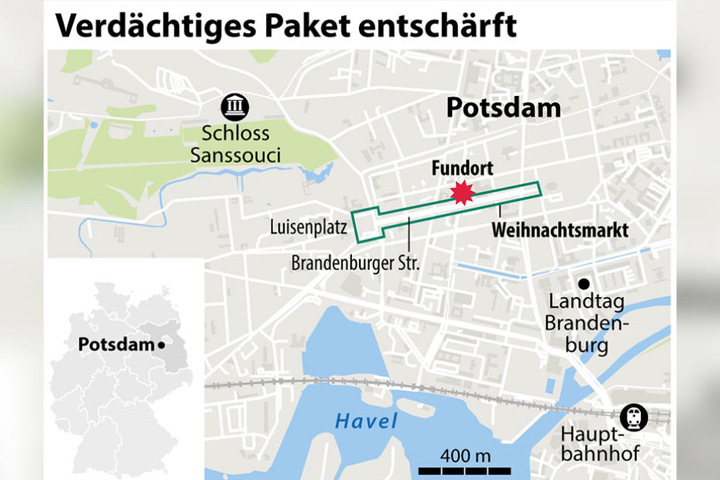 Die Polizei hat den markierten Bereich abgesperrt, um nach weiteren verdächtigen Paketen zu suchen.