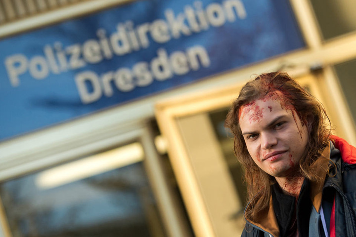 Wilson Gonzales Ochsenknecht bei Dreharbeiten zum Dresden-Tatort der am Sonntag, dem 11. Juni gesendet wird.