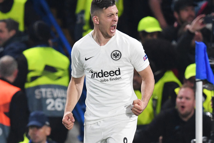 Das Foto zeigt Luka Jovic von Eintracht Frankfurt am 9. Mai 2019 während des Europa League-Spiels gegen den FC Chelsea.