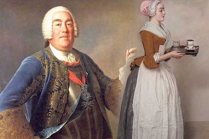 (Bildmontage) August III. war ein großer Kunstliebhaber. Für einen stolzen Preis kaufte er das damalige "Stubenmädchen". Das Schokoladenmädchen lockt jedes Jahr Tausende Besucher in die Galerie Alte Meister.