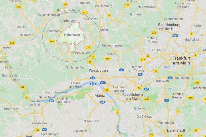 Hohenstein liegt im Nordwesten von Wiesbaden.