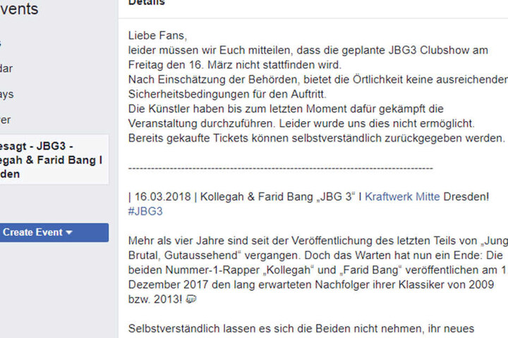 Mit diesem Statement entschuldigt sich der Veranstalter bei den enttäuschten Fans.