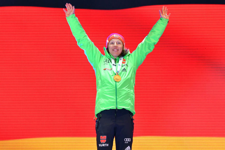 Genau wie hier bei der Siegerehrung zur Weltmeisterin möchte Deutschlands Sportlerin des Jahres auch in Thüringen ganz oben auf dem Podest stehen.