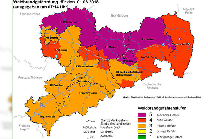 Aktuell liegt in Chemnitz die Waldbrandstufe 3 vor.