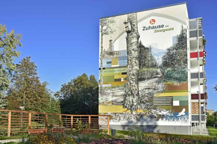 Auch am Zeisigwald haben die Graffiti-Künstler eine Fassade gestaltet.