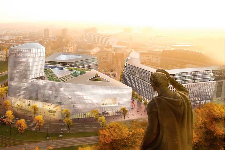 So soll das neue Rathaus am Ferdinandplatz aussehen. Doch es gibt Gegenwind.
