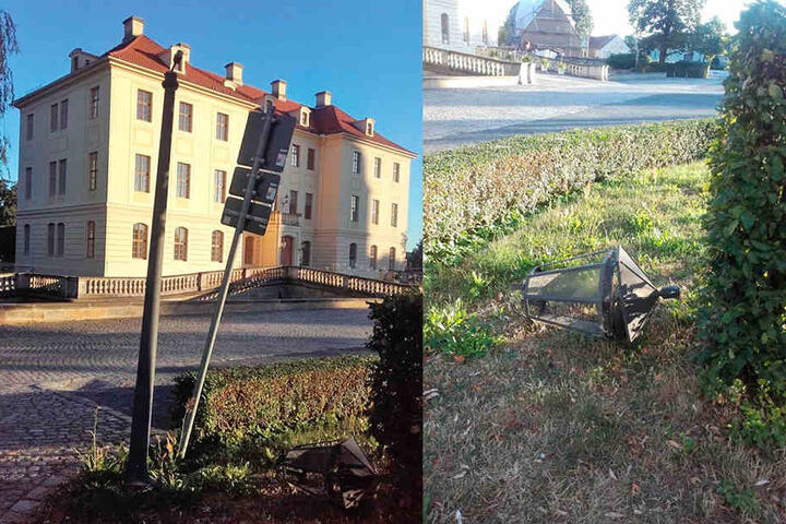 Auch vor dem Park wurde kräftig randaliert. Im Park rissen die Unholde die Köpfe von den Laternen.