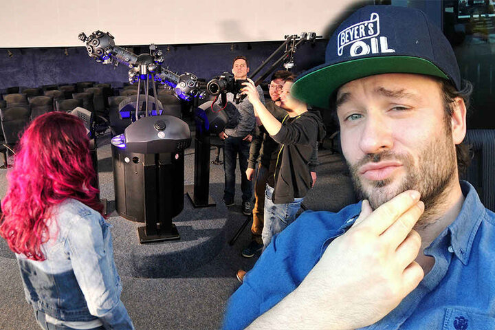 Links: Im Planetarium Lichtenstein drehte das Team um Vivien das Video zum Song. Rechts: Tilo Behn (40) arbeite u.a. für Stefan Raab. Aus seiner Feder stammt der Erzi-Star-Song.