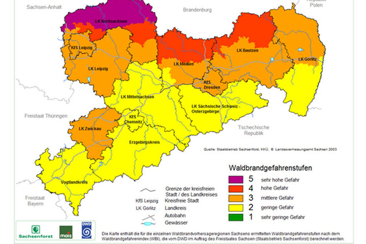 Aktuell ist die Waldbrandgefahr vor allem im Norden des Freistaats sehr hoch.