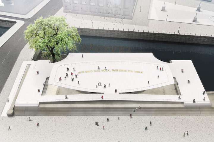 Die undatierte Computergrafik zeigt den Entwurf der Gestalter Milla & Partner für das in Berlin geplante Freiheits- und Einheitsdenkmal.
