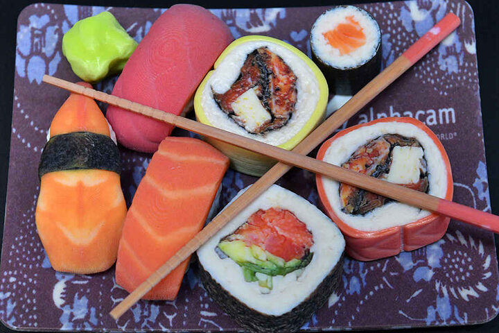 Dieses Sushi wurde auf der "Rapid.Tech" vor Livepublikum hergestellt.