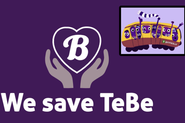 Logos des Protests: Die #caravanoflove-Tour wirbt für die "We save TeBe"-Kampagne!