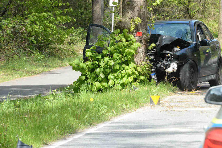 Der Mann kam von der Straße ab und krachte frontal gegen den Baum.