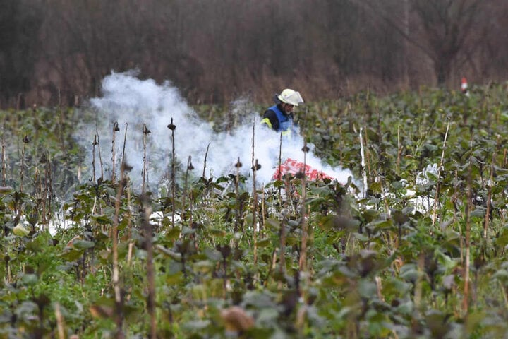 Ein Feuerwehrmann vor Ort an der Unglücksstelle am Dienstag.