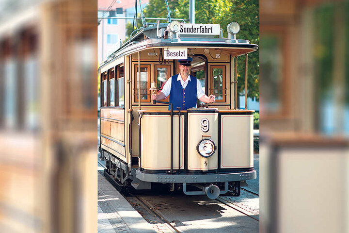 So sieht sie von außen aus, die älteste Straßenbahn in Potsdam.