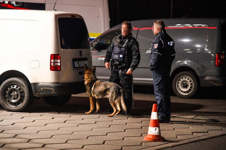 Auch ein Polizeihund wurde eingesetzt.
