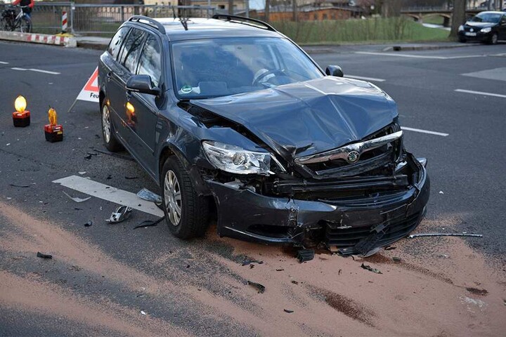 Der Skoda nach dem Crash.