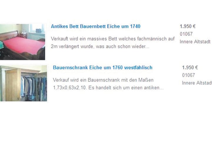 Bei eBay-Kleinanzeigen bietet Sylvia von Gravenreuth Schalks fast 300 Jahre
altes Bauernbett für 1950 Euro zum Verkauf.