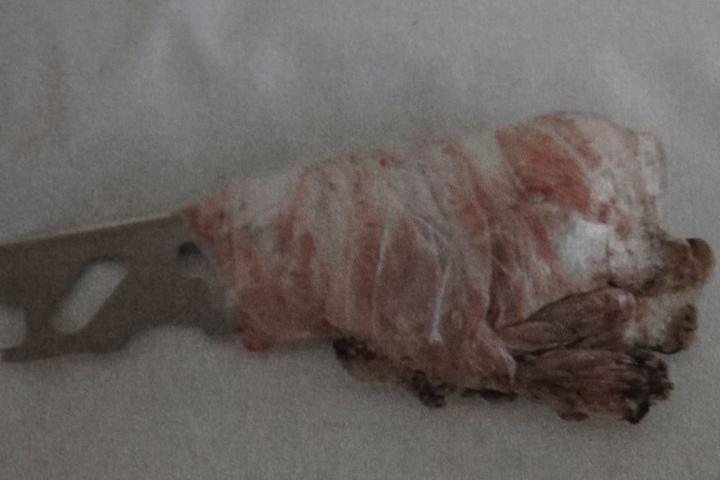 Mit dieser Klinge schlug der Täter dem Wachmann ins Gesicht.