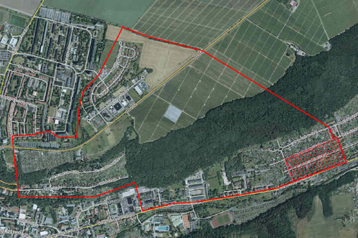 In diesem Gebiet wird evakuiert. Im Bereich der Schraffierung können die Anwohner in ihren Häusern verbleiben.