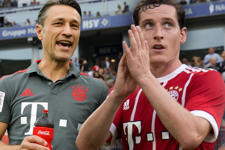 Bayern-Trainer Niko Kovac (l.) plant für die Saison offenbar nicht mehr mit Sebastian Rudy (r.) im Mittelfeld.