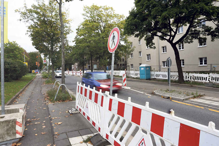 Auf der Heinrich-Schütz-Straße brauchen Autofahrer
ebenfalls starke Nerven.