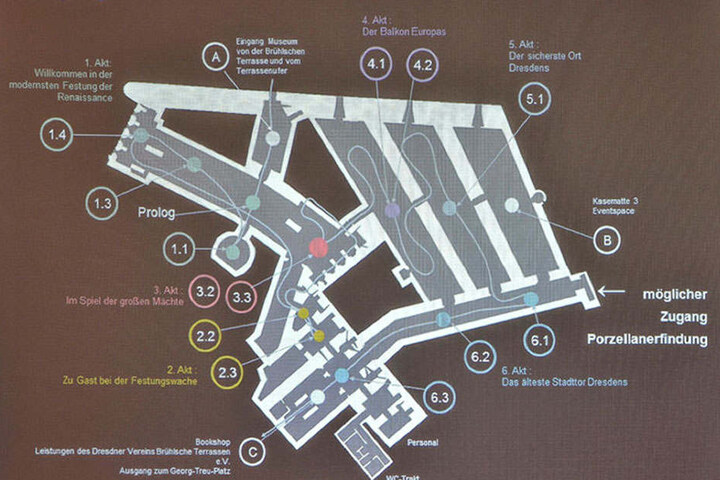 In den 1990er Jahren legten die Mitglieder des Dresdner Vereins Brühlsche
Terrasse e. V. die verschütteten Anlage wieder frei. Bis zum 9. Januar war das
Museum „Festung Dresden“ geöffnet.