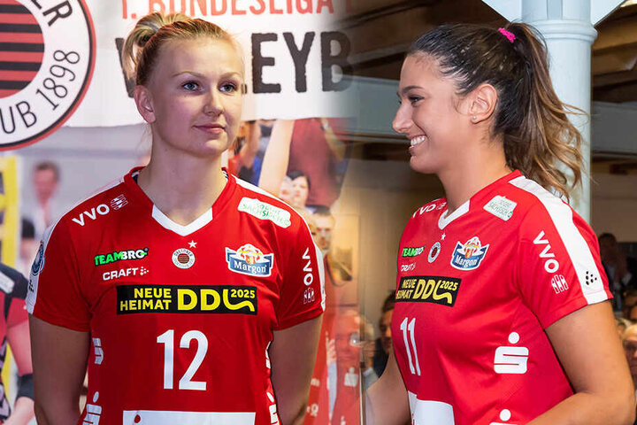 Bei Piia Korhonen ist auf dem Trikot der Werbeschriftzug über der Nummer für die Kulturhauptstadt gut zu sehen. Sportlich hat sie auf ihrer Position (Diagonal) mit der Serbin Milica Kubura (rechts) große Konkurrenz bekommen.