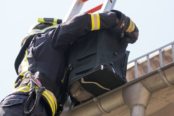 Die Kameraden holten das Tier mit einem Tragekorb vom Dach herunter.