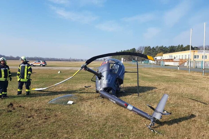 Der Hubschrauber war auf dem Flugplatz in Riesa abgestürzt.