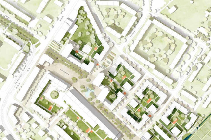 Ein Entwurf der Stadt zeigt eine mögliche künftige Bebauung.