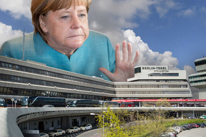 Angela Merkel: Tegel wird nach BER-Eröffnung geschlossen. (Bildmontage)