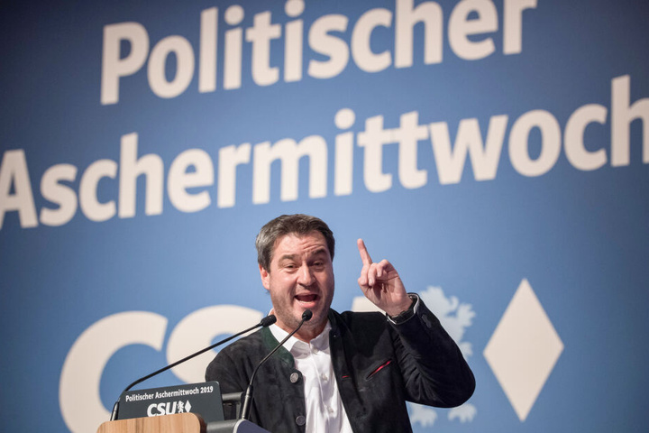 Markus Söder, CSU-Parteivorsitzender und Ministerpräsident von Bayern, spricht beim politischen Aschermittwoch der CSU.