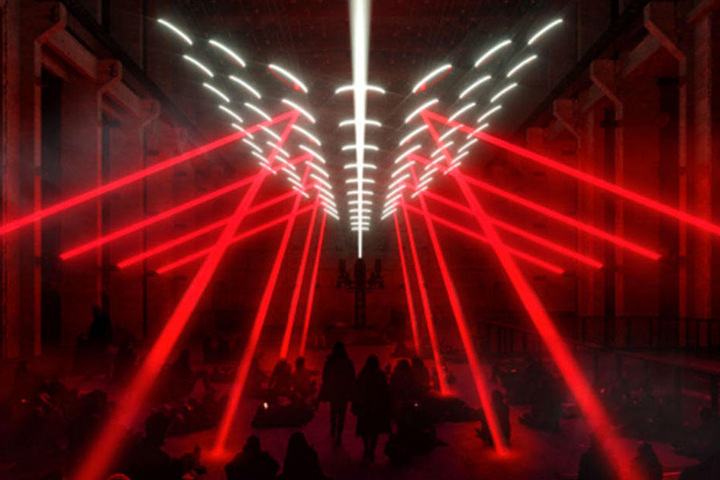 Die Ausstellung des Lichtkünstlers Christopher Bauder findet im Kraftwerk statt.