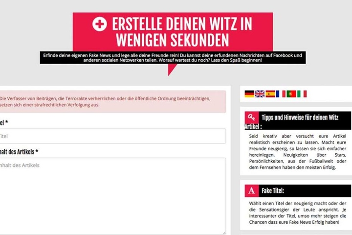 So kann jeder seine eigene Fake-News auf der Seite erstellen und veröffentlichen.