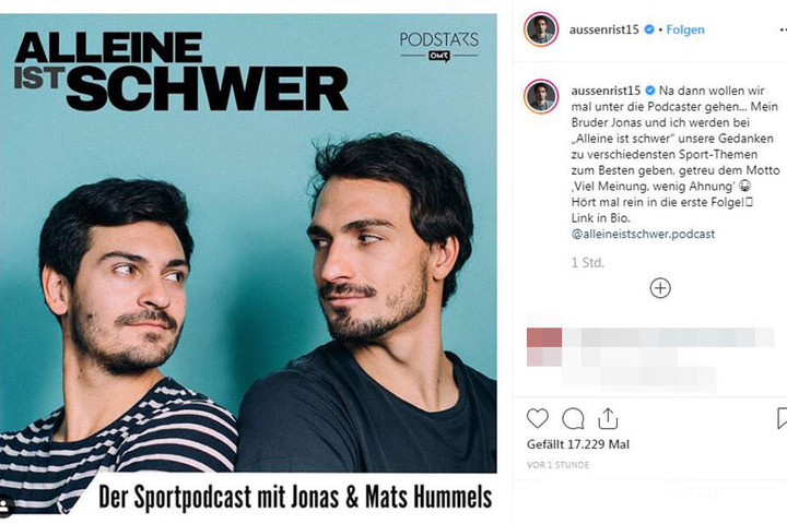 Das Cover von "Alleine ist schwer" wurde von Mats Hummels auf dessen Instagram-Account gepostet.